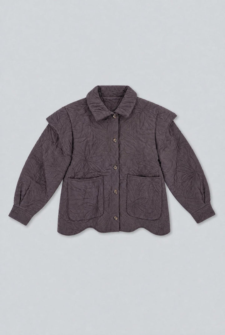 Quilted Floral Jacket - Brown