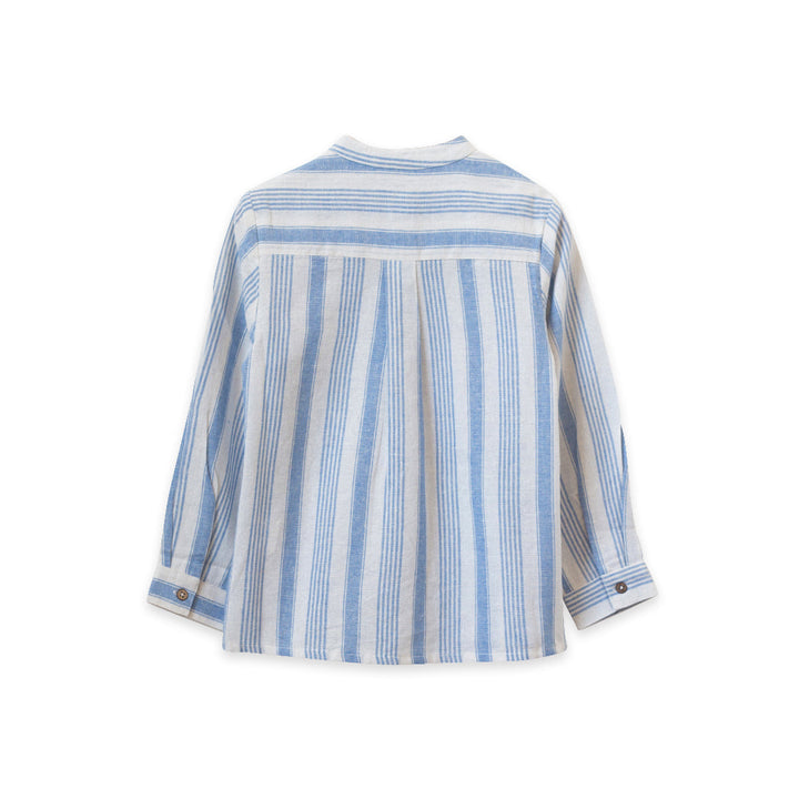 Mandarin Collar Shirt - Ocean Stripe