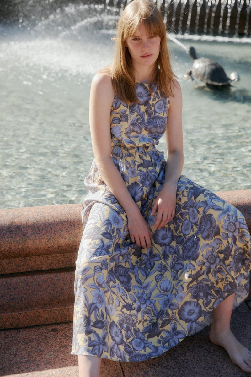 Raf Cross Back Maxi Dress - Blue Floral