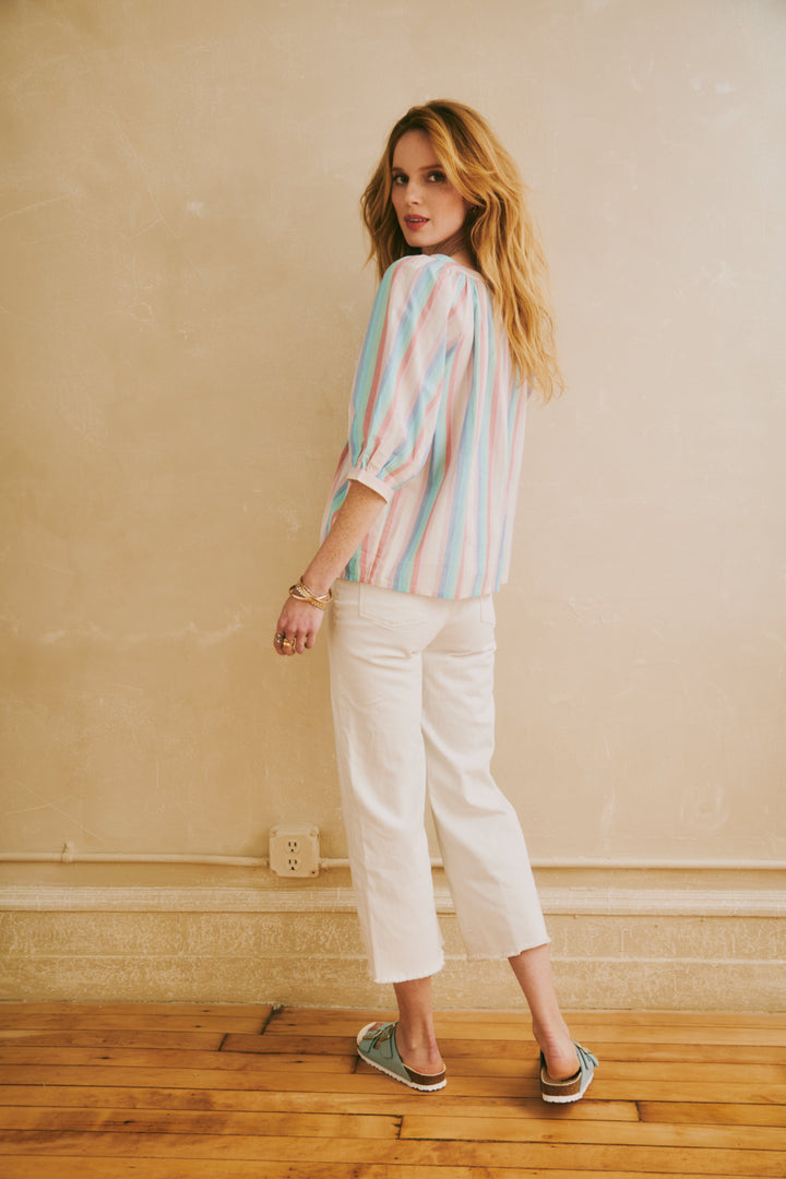 Edie Top - Rainbow Wove Stripe