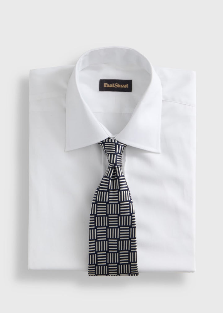 Woven Silk Large Parquet - Navy