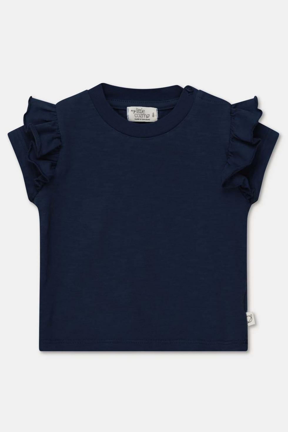 Slub ruffle baby t-shirt - Dark blue