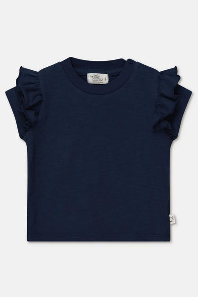 Slub ruffle baby t-shirt - Dark blue