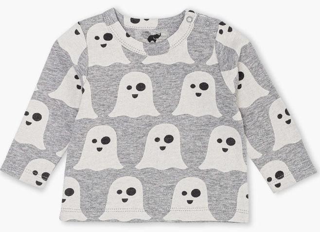 Long Sleeve Slub Jersey Crewneck Tee - Halloween Ghost