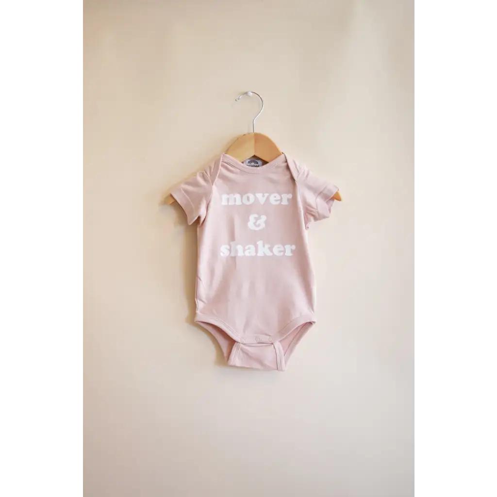 Mover & Shaker Organic Cotton Baby Bodysuit - Rose Dust
