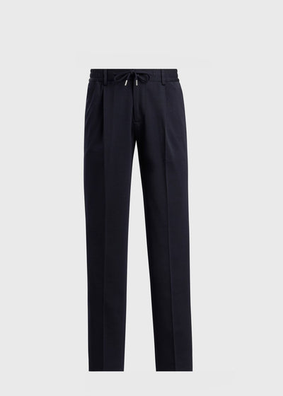 Wool Blend Tech Drawstring Pant - Navy