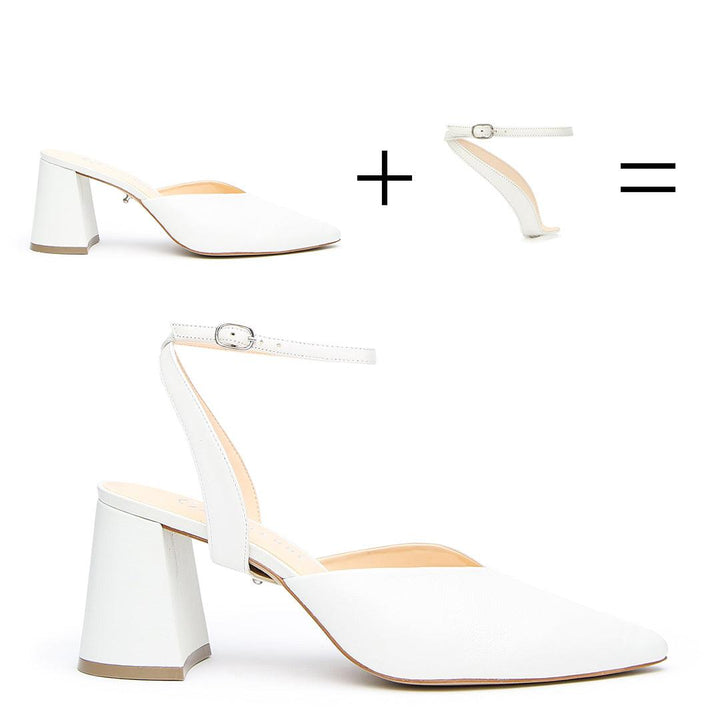 White V Mule + Marilyn Strap - White