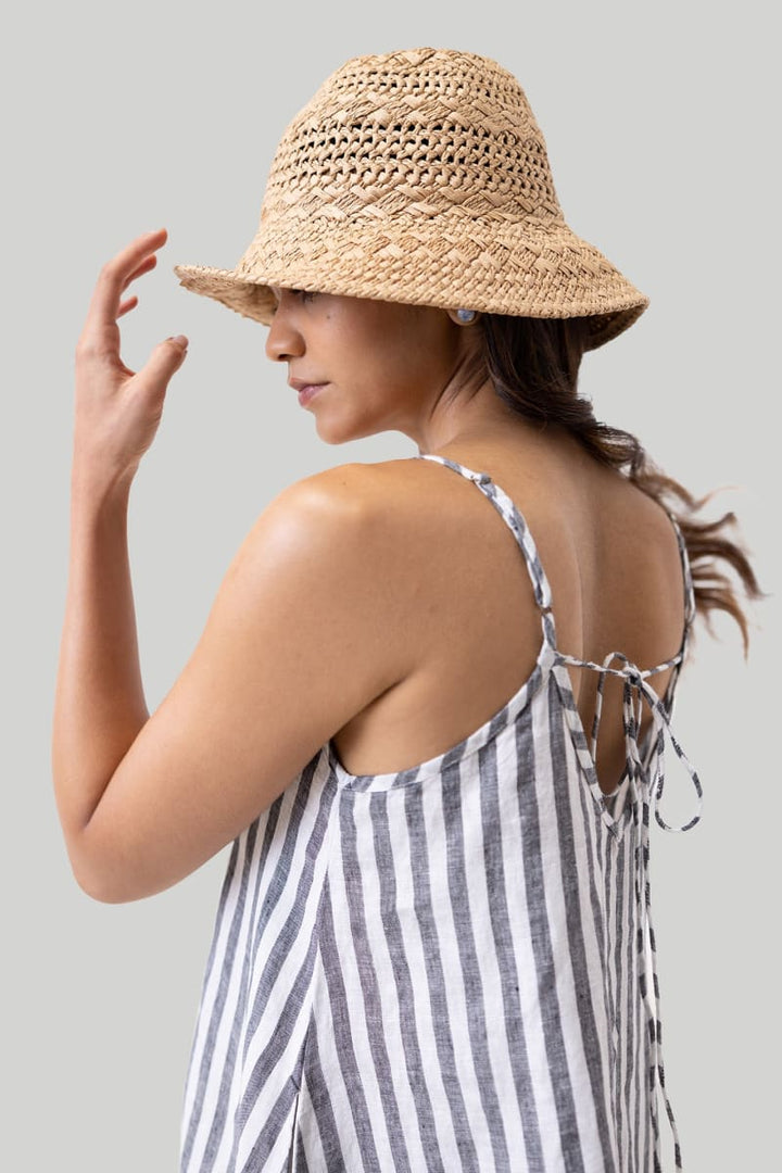 Short Tent Dress - Striped Linen