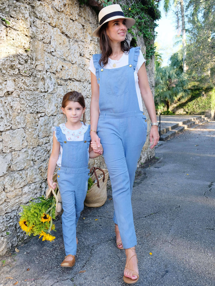 Georgette Linen Overall - Thistle Blue