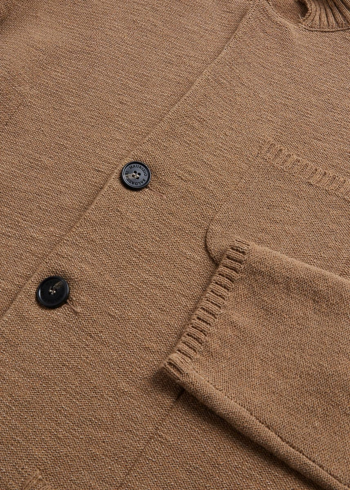 Washed Bouclé Knit Jacket - Tobacco
