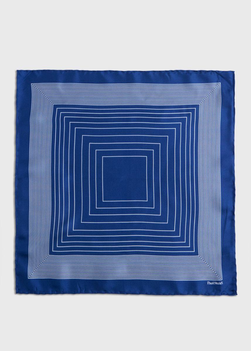 Square Pattern Silk Pocket Square - Blue