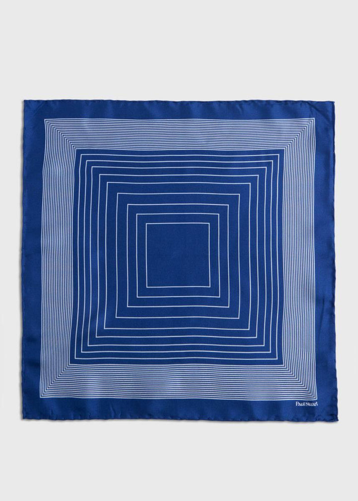 Square Pattern Silk Pocket Square - Blue