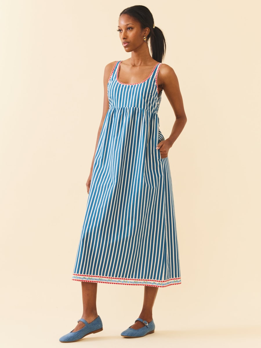 Emily Dress - Navy Stripe