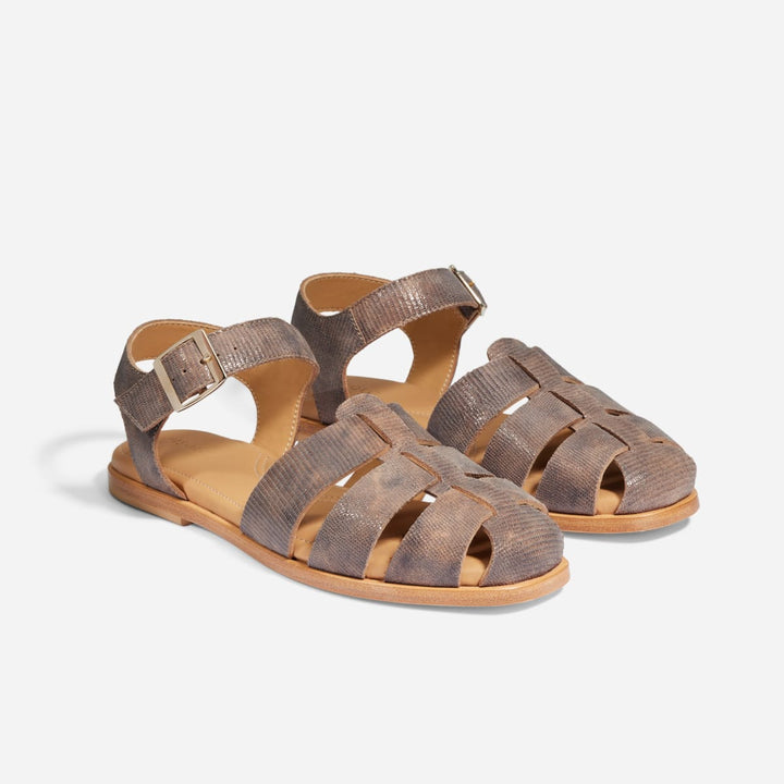 Mira Fisherman Sandal - Greige Snake - FINAL SALE