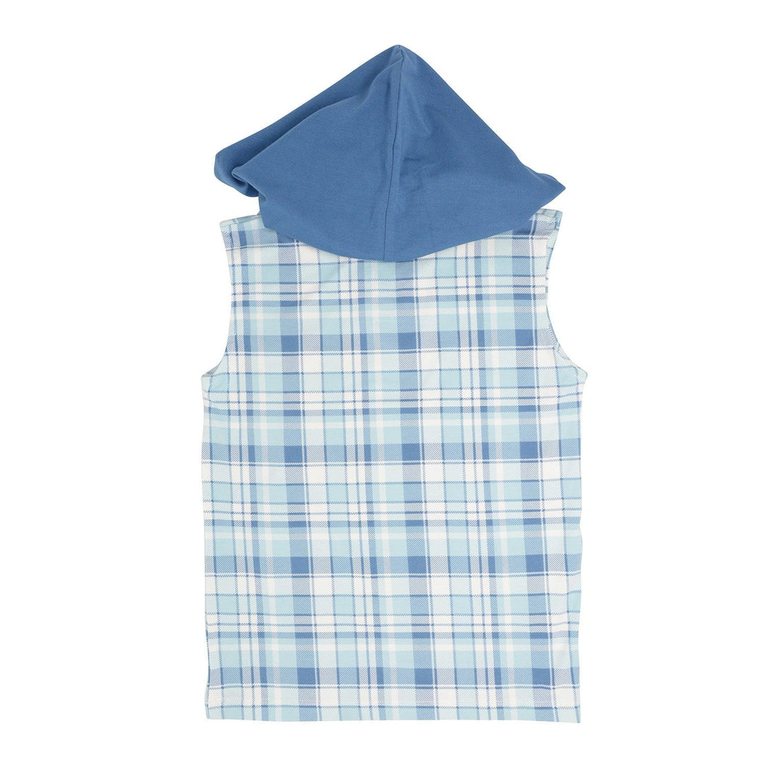 Tank Hoodie - Plaid Blue