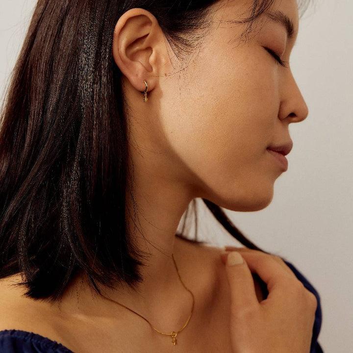 Star Charm Huggie Drop Hoop Earrings