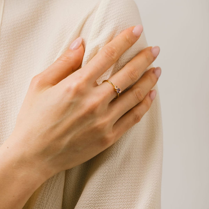 Luma Gemstone Ring - Amethyst + Rose Quartz