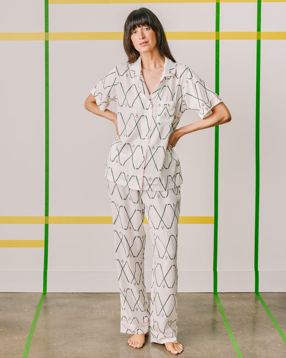 Birdie Pajama Pants Set - Green