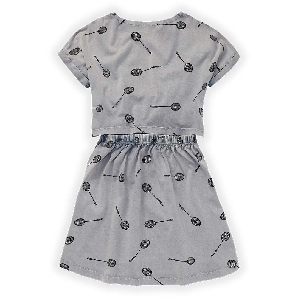 Badminton Print Dress - Stone Grey