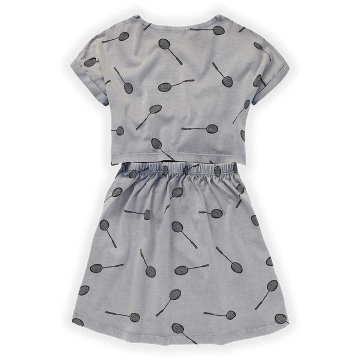 Badminton Print Dress - Stone Grey Dresses + Skirts Sproet & Sprout 