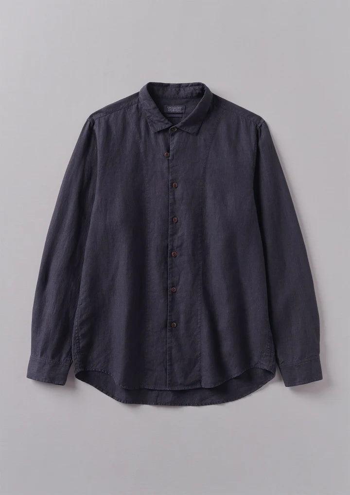 Loop Button Linen Shirt Slate