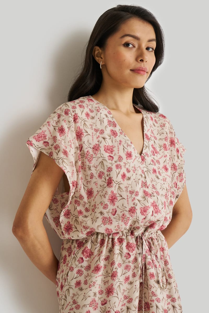Relaxed Drawstring Dress - Petal Fusion
