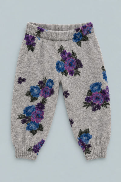 Kids Floral Joggers - Gray Blue