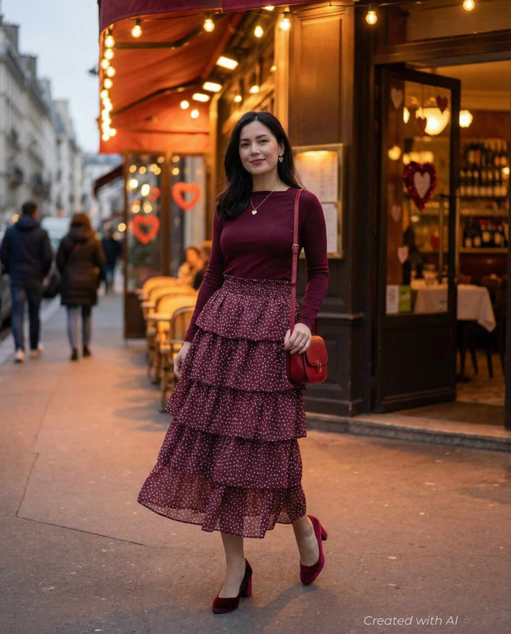 Gabrielle Skirt - Burgundy - Skirt