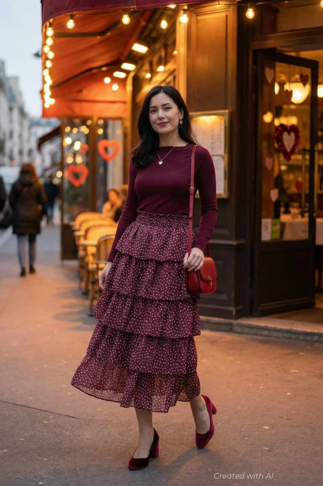 Gabrielle Skirt - Burgundy - Skirt
