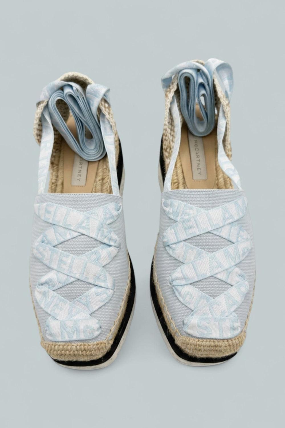 Gaia Platform Ankle Wrap Espadrilles - 4862 Powde - 8 - Flats