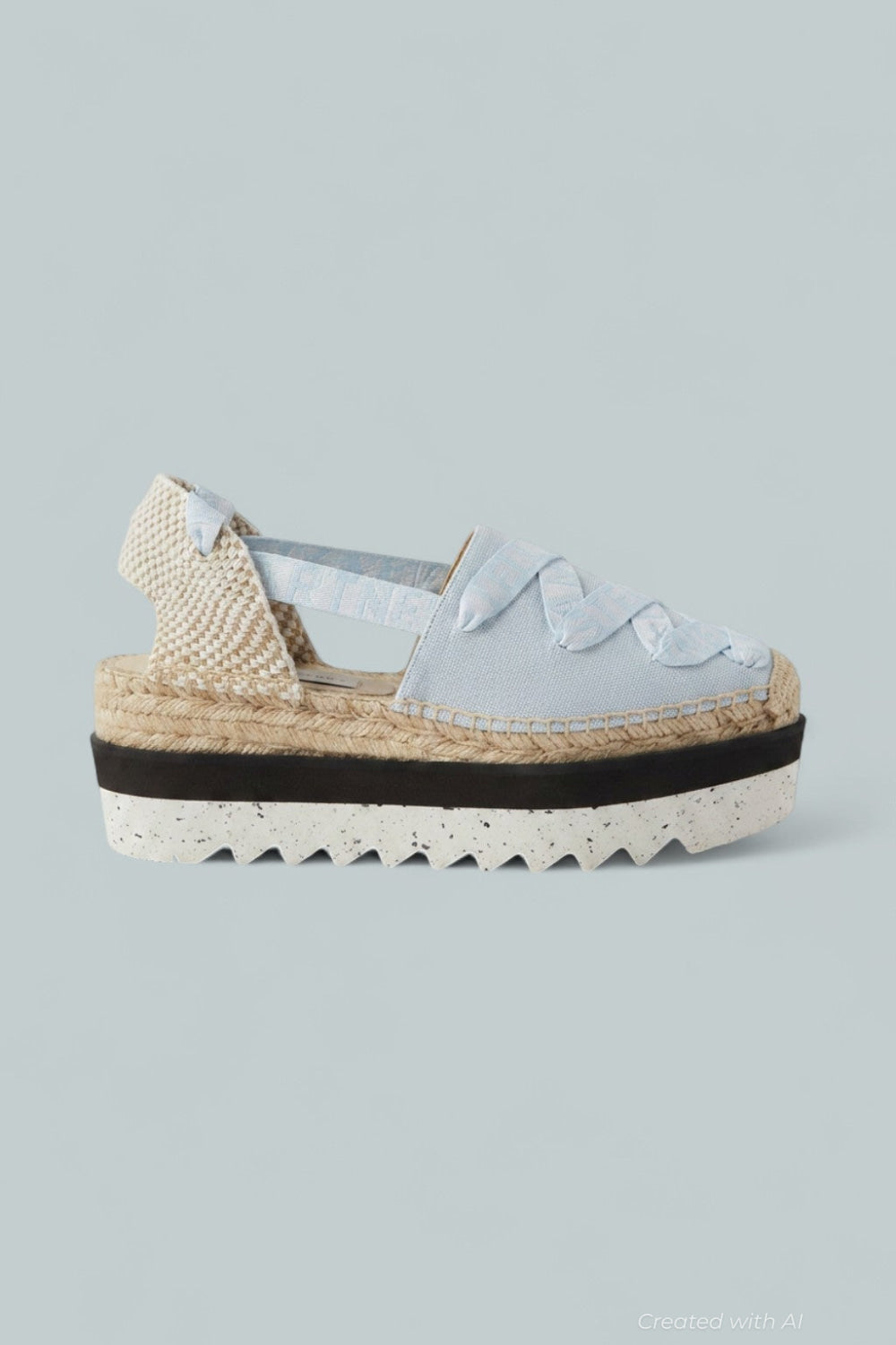 Gaia Platform Ankle Wrap Espadrilles - 4862 Powde - 8 - Flats