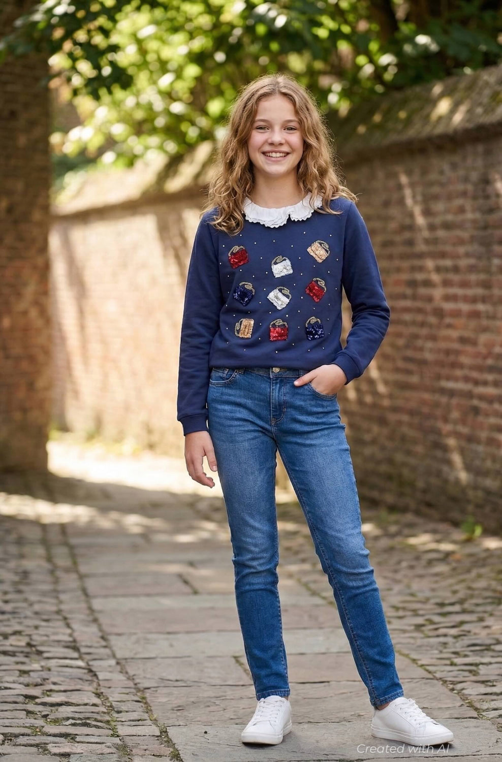 GALIA Sweatshirt - Navy - Crewneck Sweatshirt