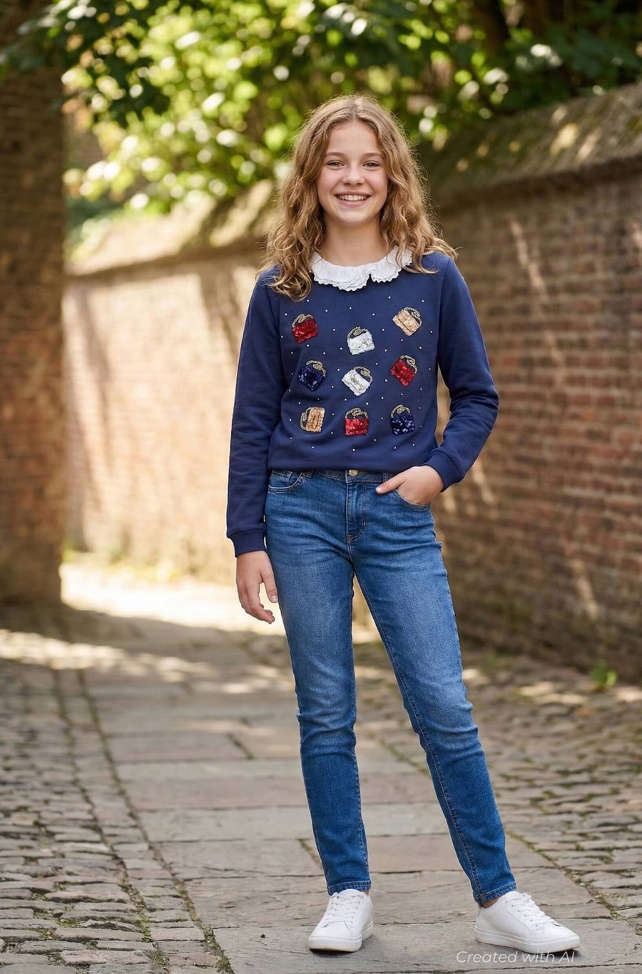 GALIA Sweatshirt - Navy - Crewneck Sweatshirt