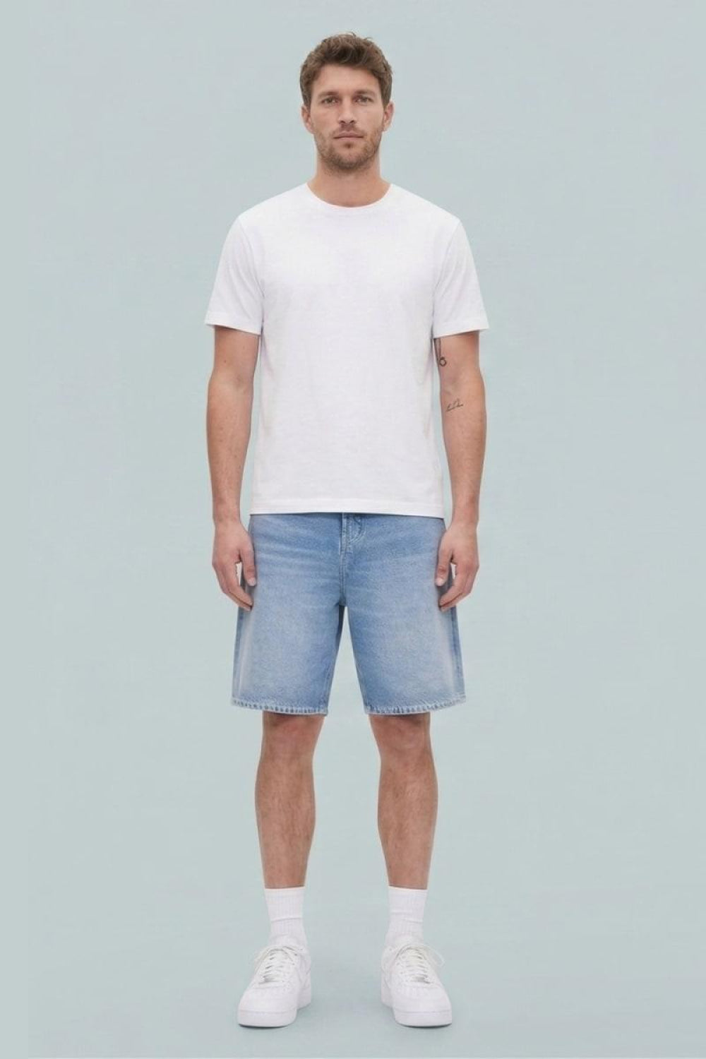 GAP × BÉIS Adult Knit Denim Baggy Shorts - Light Blue Shadow - Denim Short