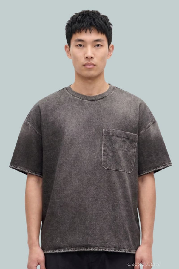 GAP × BÉIS Adult Knit Denim Pocket T-Shirt - Black - XXS/XS - T-shirt