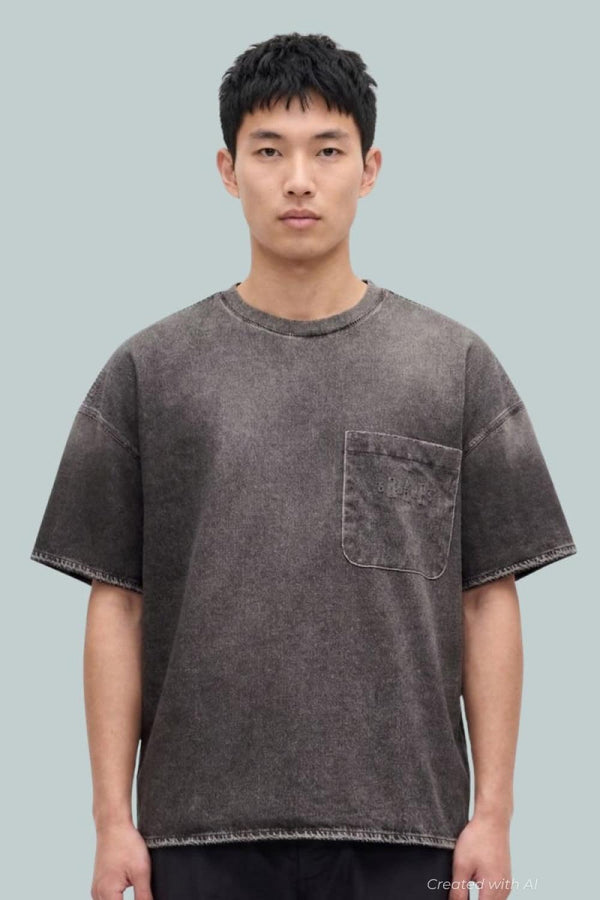 GAP × BÉIS Adult Knit Denim Pocket T-Shirt - Black - XXS/XS - T-shirt