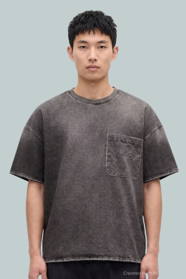 GAP × BÉIS Adult Knit Denim Pocket T-Shirt - Black - XXS/XS - T-shirt