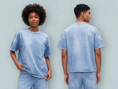GAP × BÉIS Adult Knit Denim Pocket T-Shirt - Light Blue Shadow - T-shirt