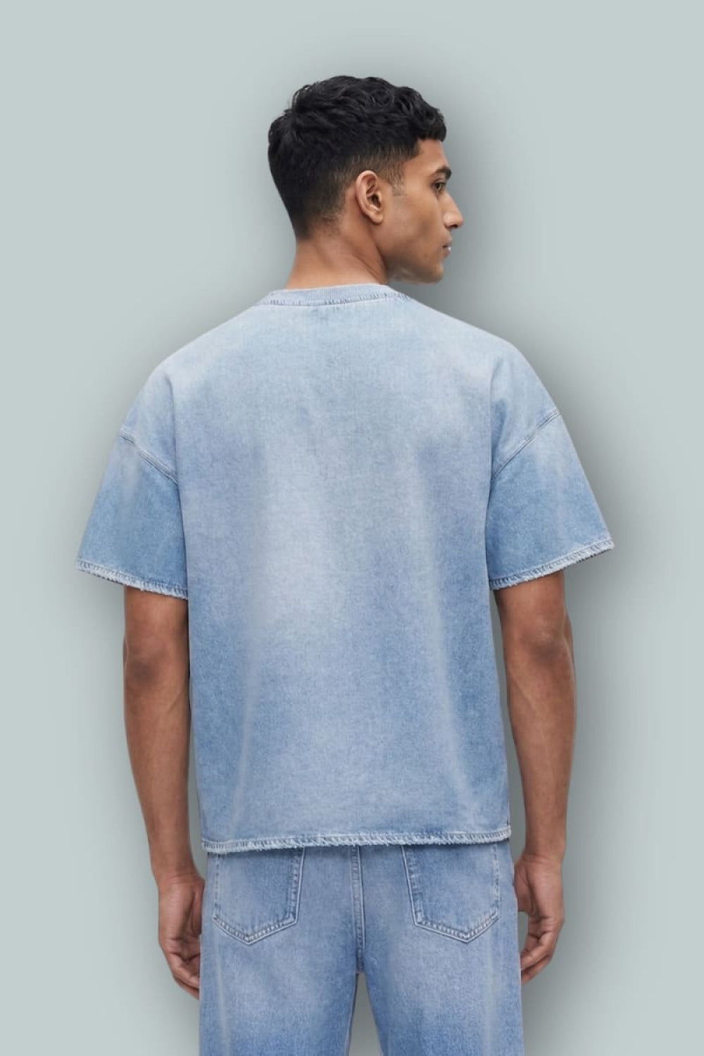 GAP × BÉIS Adult Knit Denim Pocket T-Shirt - Light Blue Shadow - T-shirt
