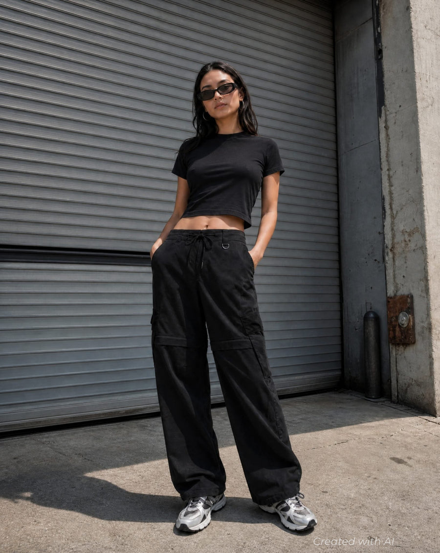 GAP × BÉIS Convertible Cargo Barrel Pants - Black - Pants