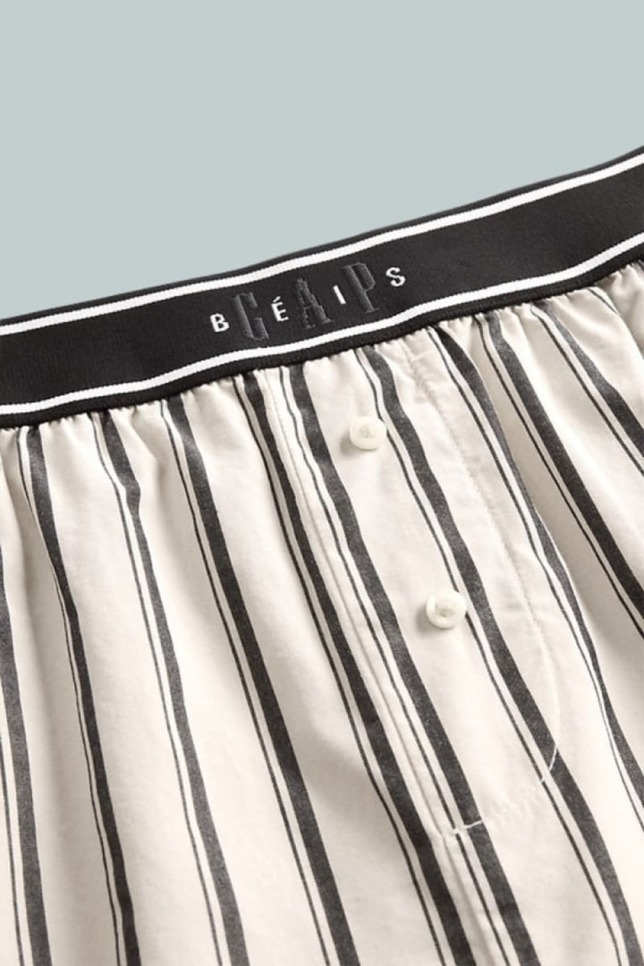 GAP × BÉIS Poplin Boxer Shorts - Khaki Black Stripe - XXS - Boxer Short