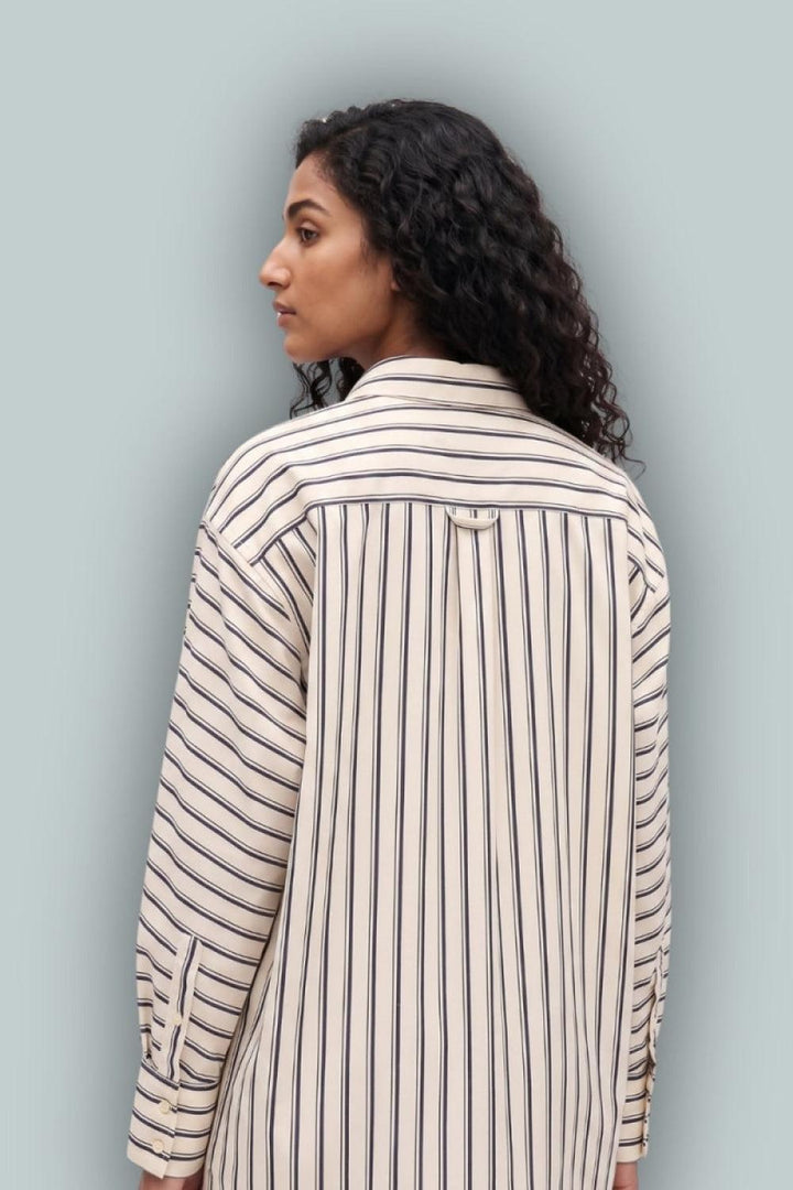 GAP × BÉIS Poplin Dolman Big Shirt - Khaki Tan & Black Stripe - Button Down Shirt