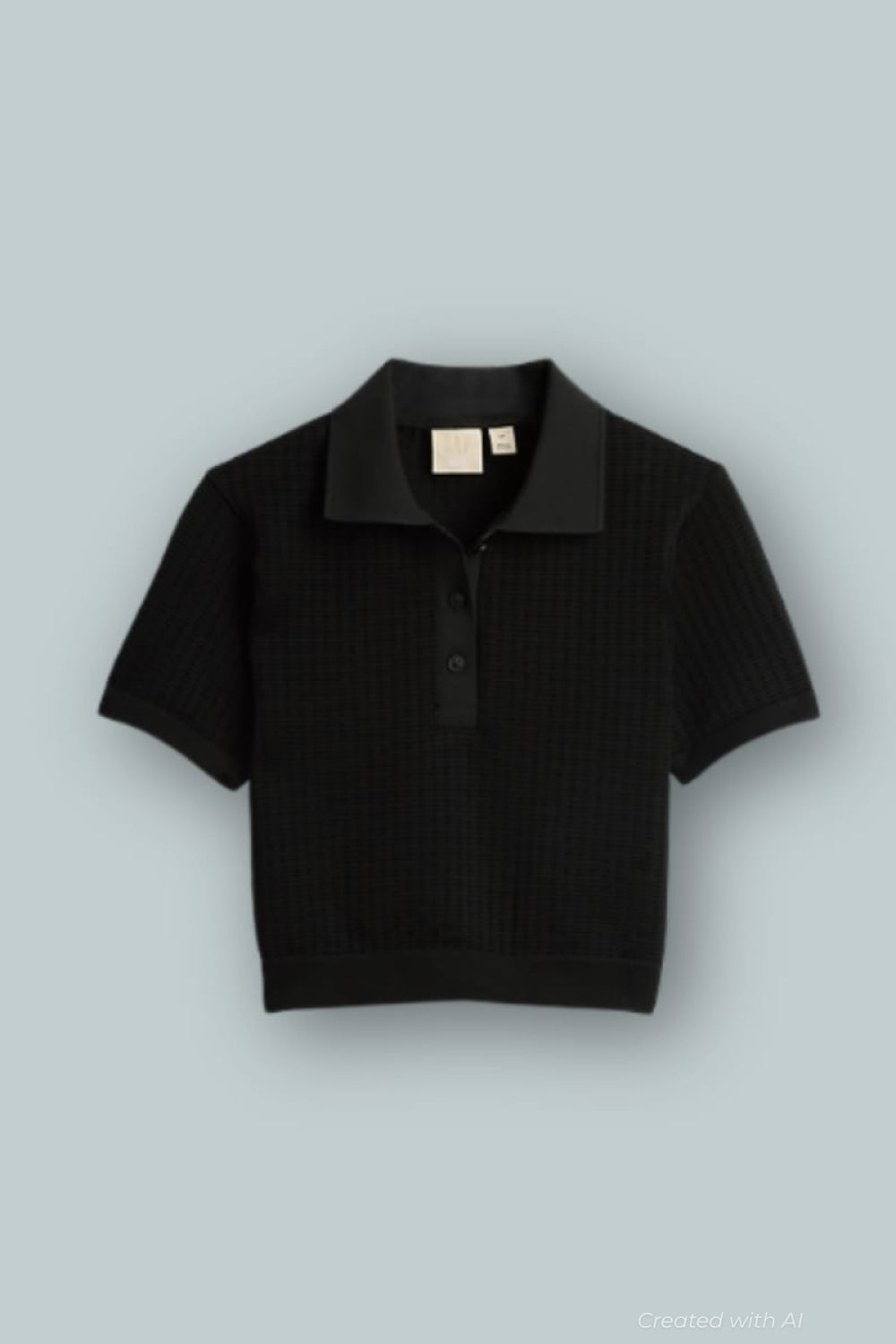 GAP × BÉIS Seamless Crop Polo Shirt - Black - Crop Top