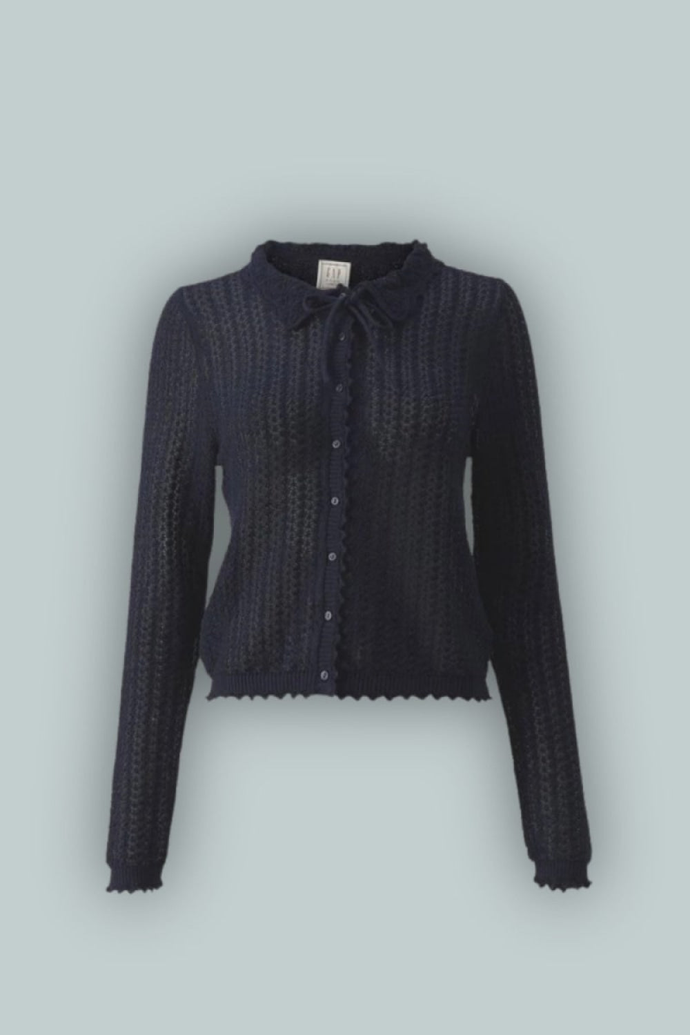 Gap × DÔEN Linen-Blend Pointelle Cardigan - Navy Uniform - Cardigan