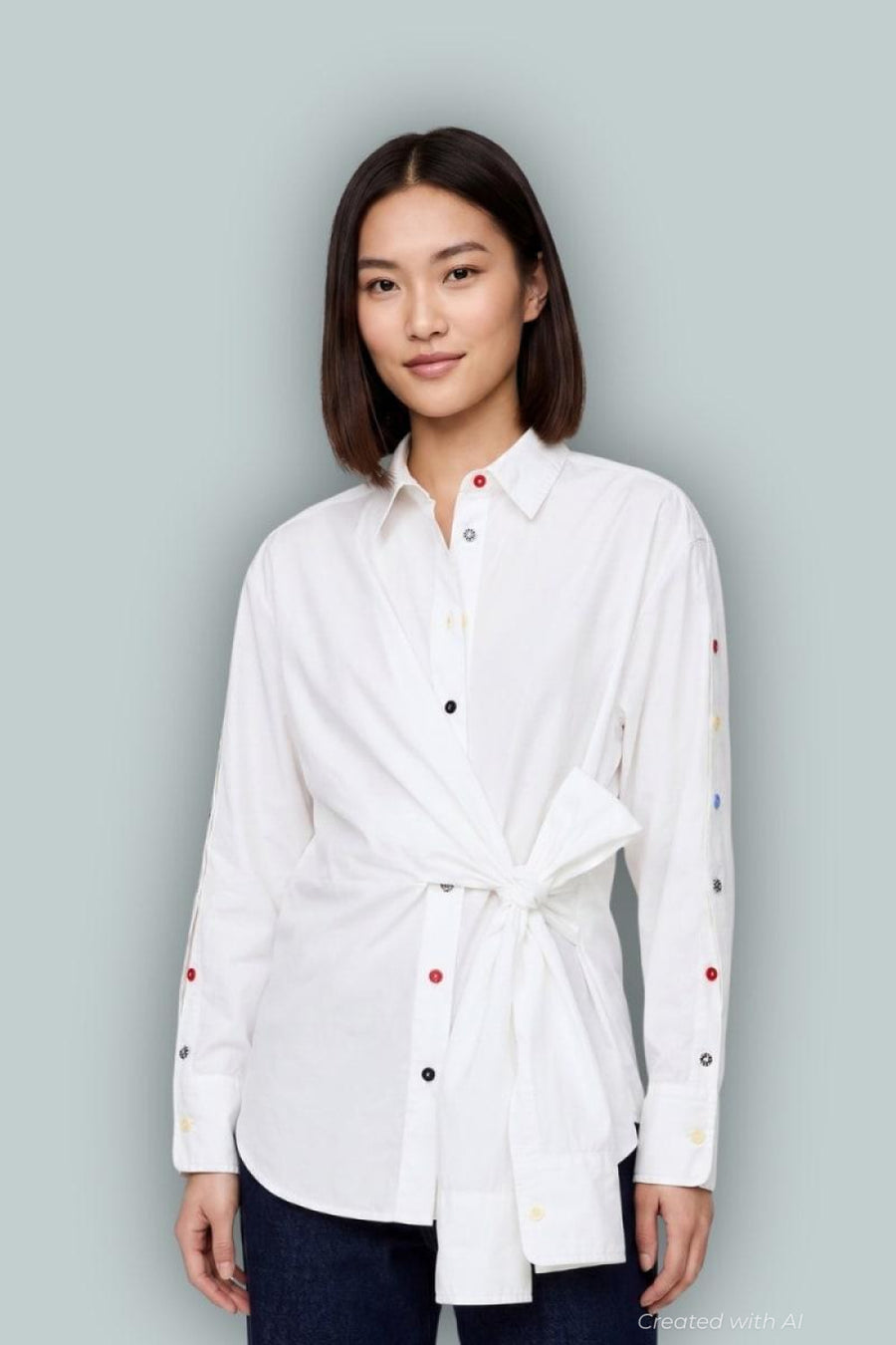 GAP × HFR Tie-Front Shirt by BruceGlen - Optic White - XXL - Button Down Shirt