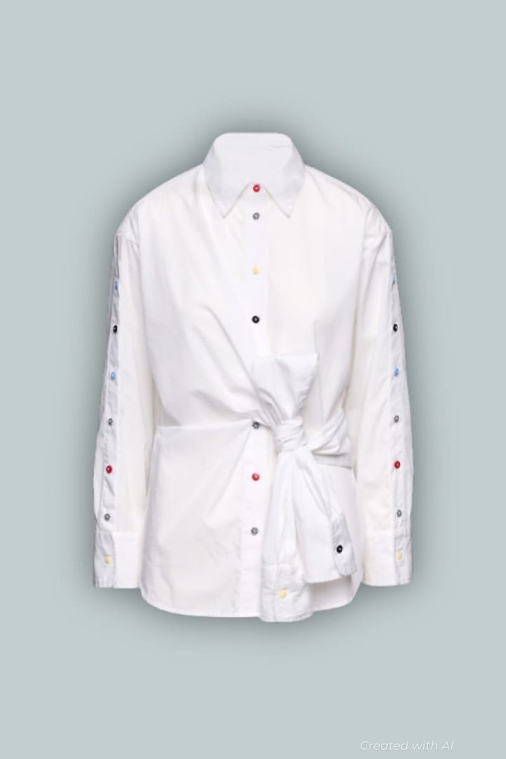 GAP × HFR Tie-Front Shirt by BruceGlen - Optic White - XXL - Button Down Shirt