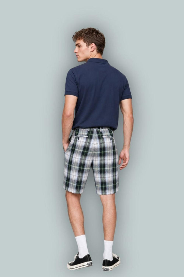 GAP × Malbon 9.5’’ Pleated Baggy Shorts - Green & Grey Plaid - Shorts