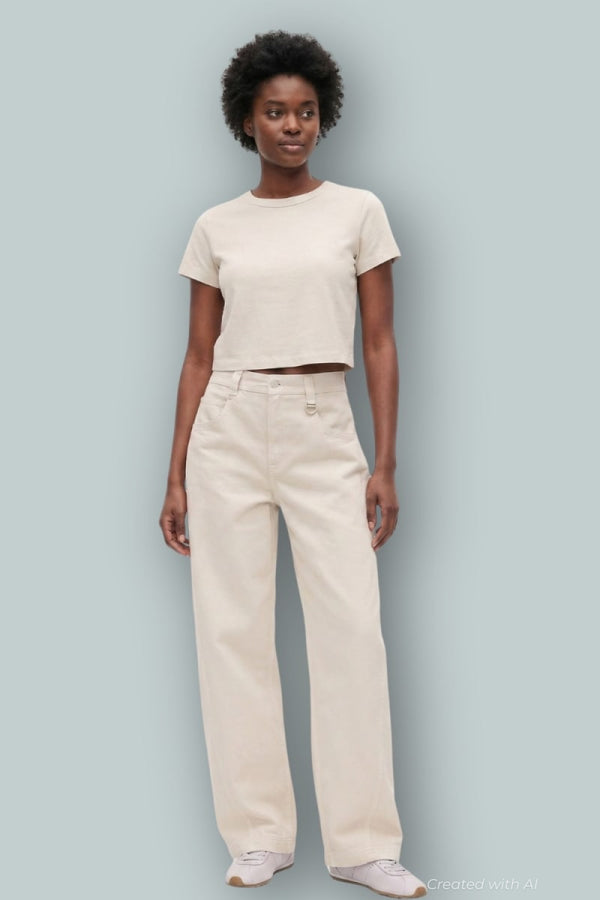 GAP x BÉIS High Rise Barrel Jeans - Light Tundra - Jeans