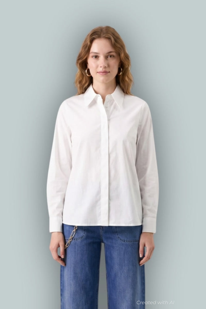 GAP x Cult Gaia Backless Classic Perforated Shirt - New Off White - Collared Shirt