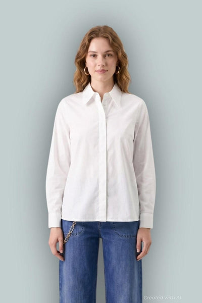GAP x Cult Gaia Backless Classic Perforated Shirt - New Off White - Collared Shirt